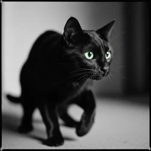 Mischievous Black Cat | Vintage Black and White Photo