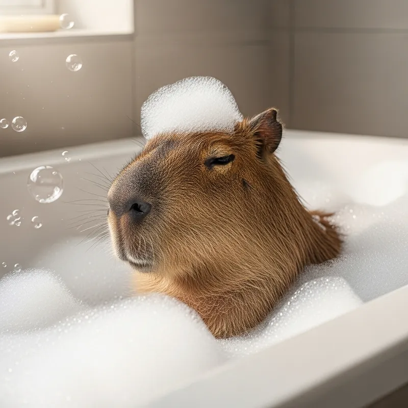 Cute Capybara Bathing | Bubbly Relaxation Scene
