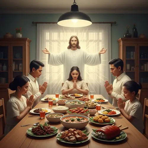 Filipino Family Feast with Christ at the Center