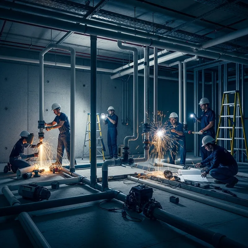 Hydraulic Work: PVC Pipes Installation in Building