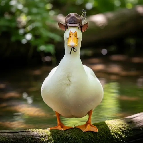 Duck Wearing Hat: Cute Animal Outfit for Fun