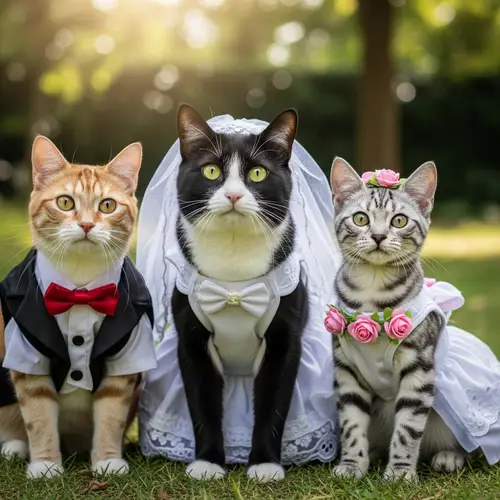 Adorable Cat Wedding | Family in Wedding Attire Photo