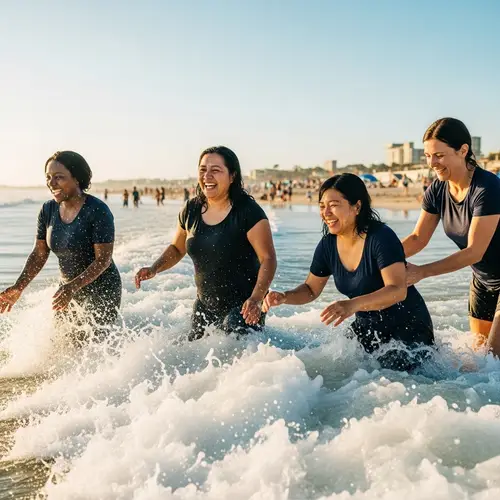 Diverse Group of Women Having Fun at the Beach