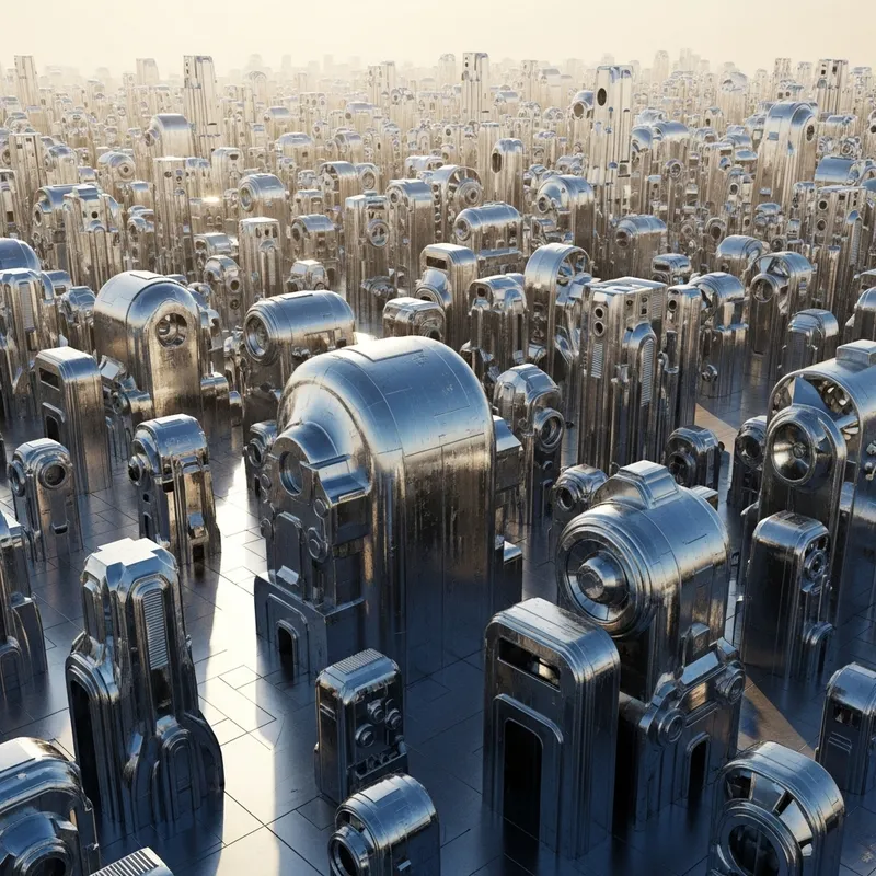 Futuristic Magnesium Alloy Landscape: Shiny Structures