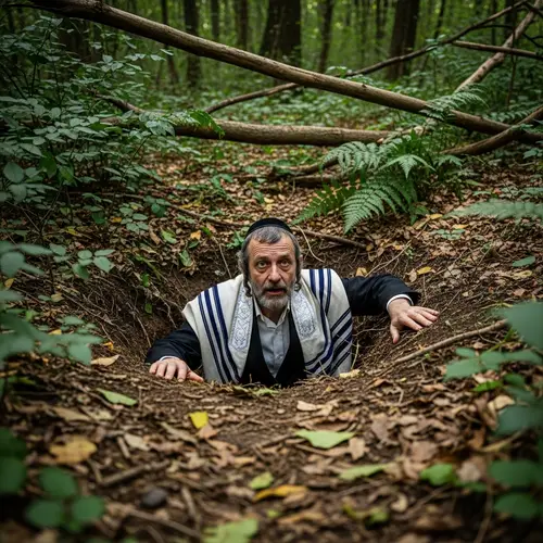 Jewish Rabbi Emerges from Ground, Showing Fatigue & Determination