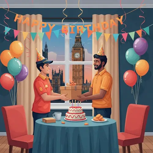 Colorful Birthday Celebration with Big Ben Background