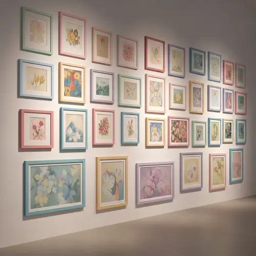 Artistic Display Wall with Pastel Frames | Gallery