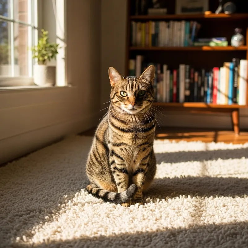 Adorable Cat Relaxing on Plush Rug