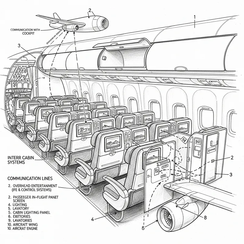 Hand Drawing of Aircraft Cabin Systems