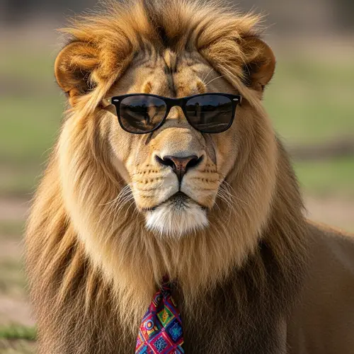 Stylish Lion with Tie and Sunglasses | Animal Kingdom Fashion Icon