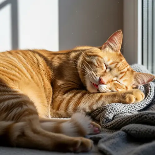 Large Orange Cat Peacefully Sleeping
