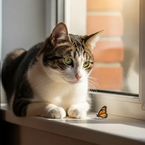 Cat Enjoying Sunlight by the Window | Beautiful Scene