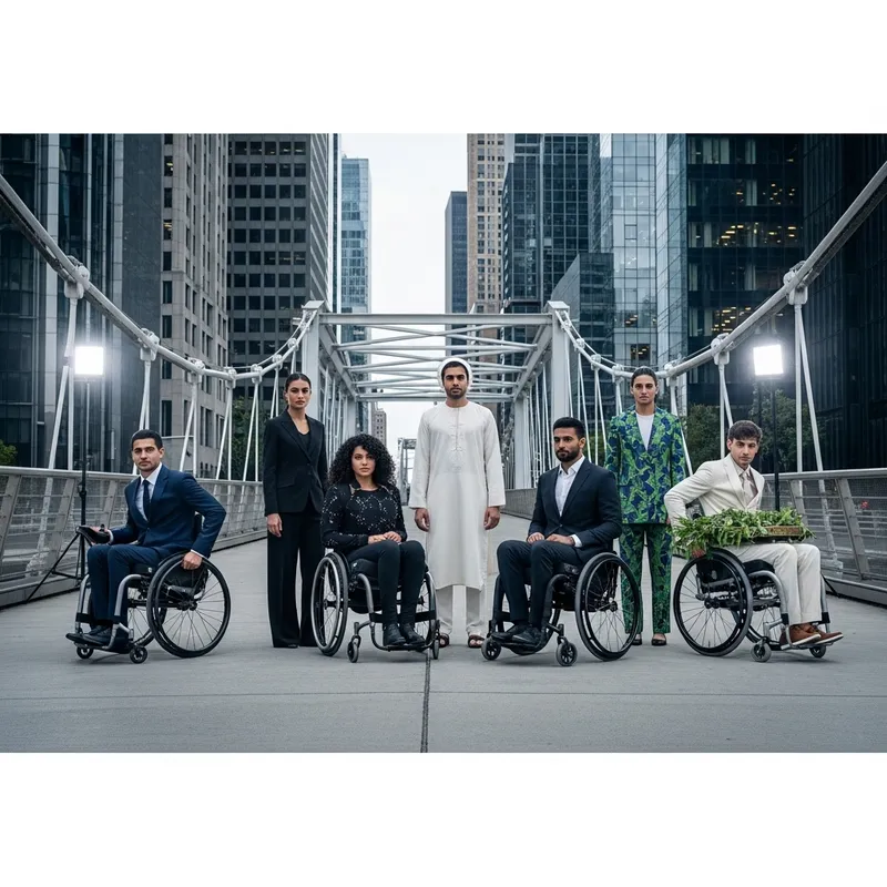 Cutting-edge Fashion Photoshoot with International Models in Future Modern Wheelchairs