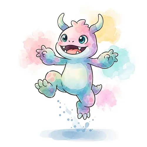 Vibrant Watercolor Eevee in Whimsical Leap