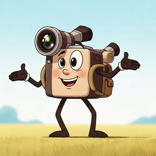Cheerful Digital Video Camera Character - Pixar Style