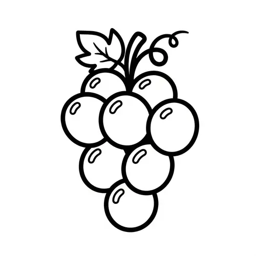 Cute Grapes Coloring Page for Kids