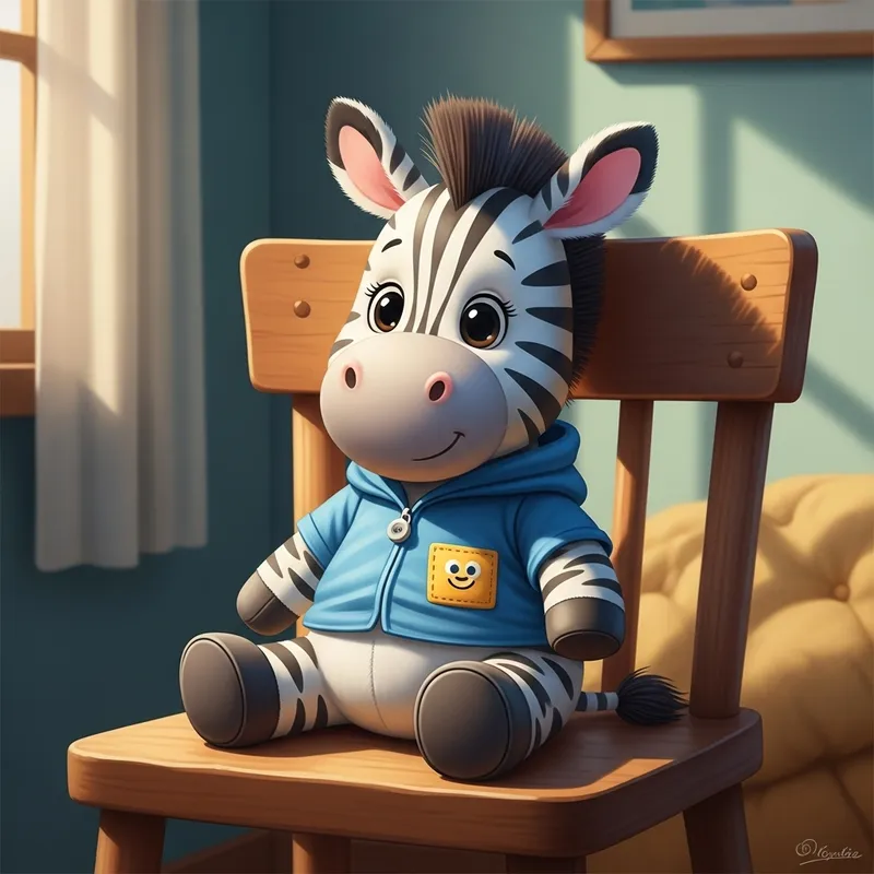 Adorable Plush Zebra Character in Bright Colors