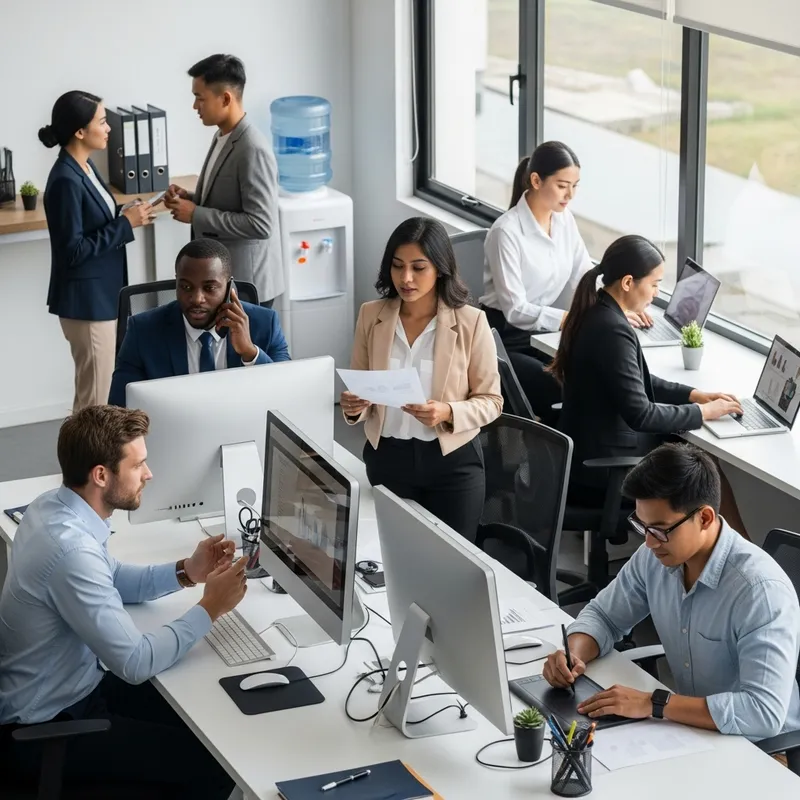 Diverse Professional Thais in Busy Workplace Diverse Professional Thais in Busy Workplace