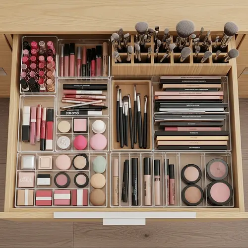 Organize Makeup Products in Vanity Drawers with Drawer Dividers