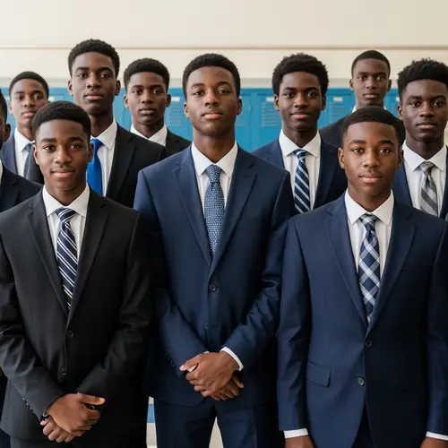 Group of Black Male High School Students in Suits