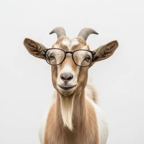 Intelligent Goat with Glasses - Curious and Charming