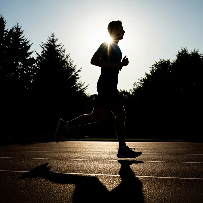 Silhouette of a Passionate Runner under Sunlight