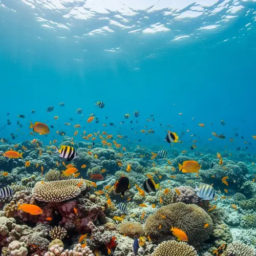 Vibrant Coral Reef Underwater Scene with Diverse Marine Life