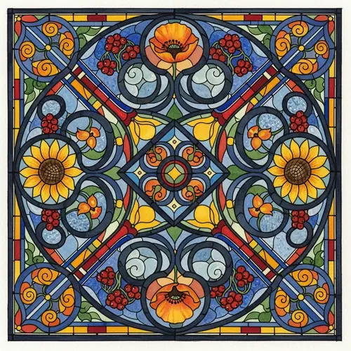 Traditional Ukrainian Stained Glass Watercolor | Tiffany Style