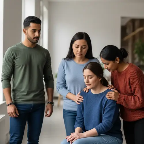 Diverse Group Comforting Friend - Supportive Scene