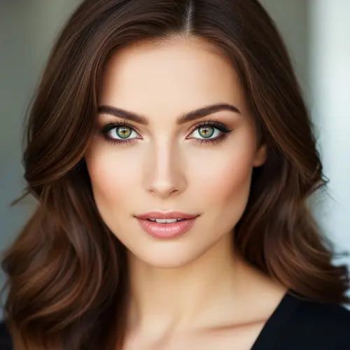 Attractive Woman with Green Eyes and Brown Hair