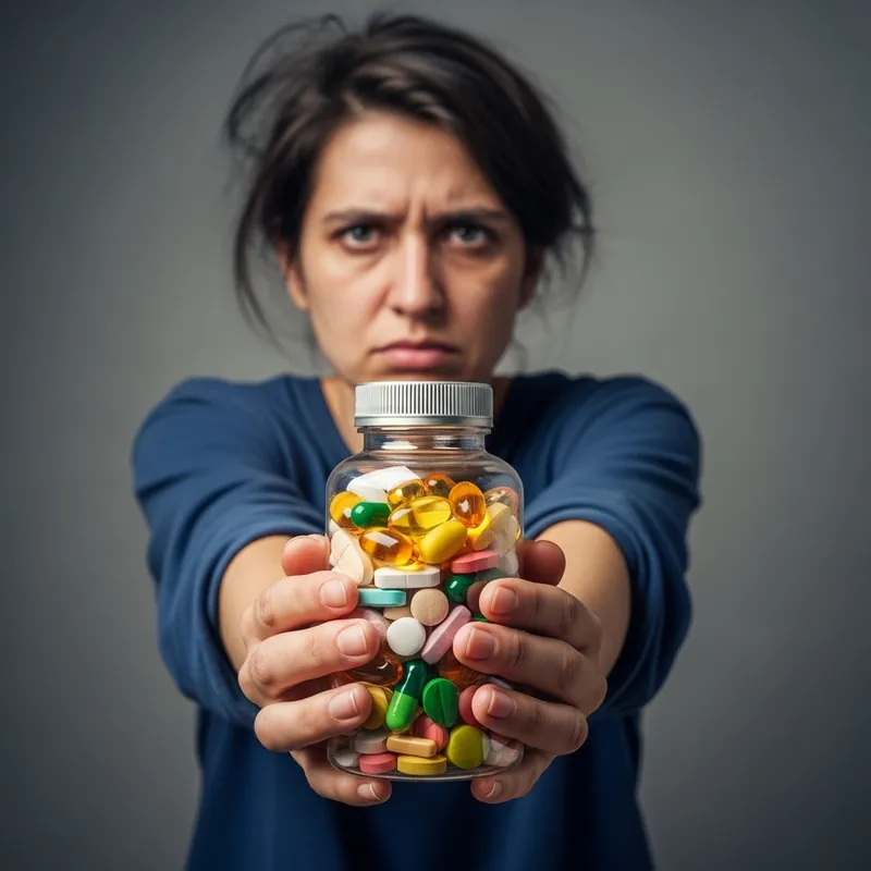 Exhausted Person Embracing Supplement Bottle | Health Boost