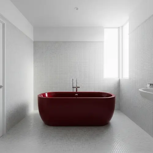 Bordeaux Red Bathtub in Elegant Bathroom Design