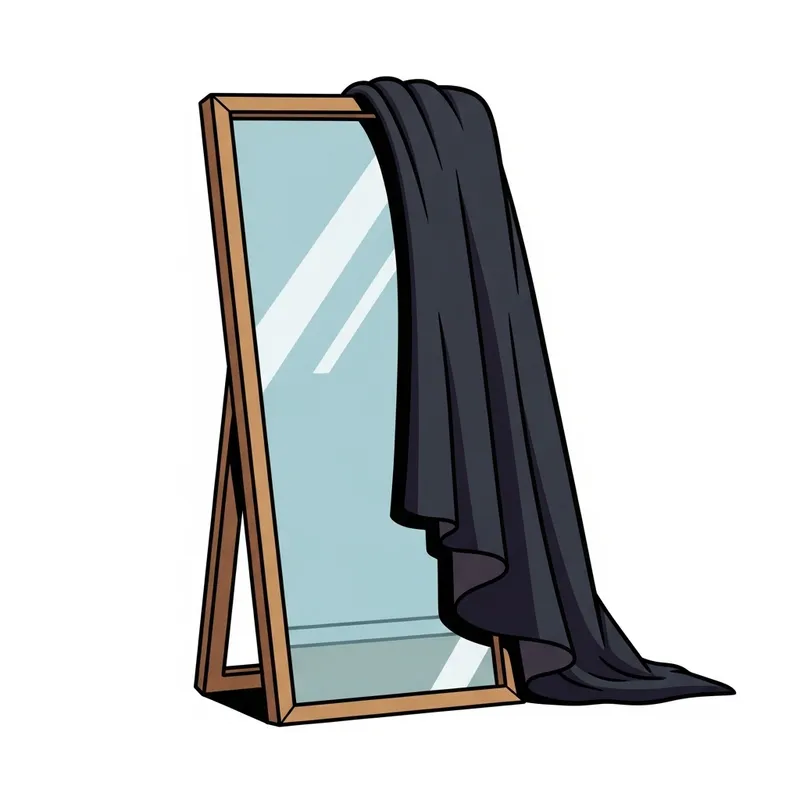 Cartoon Mirror Half Covered with Cloak