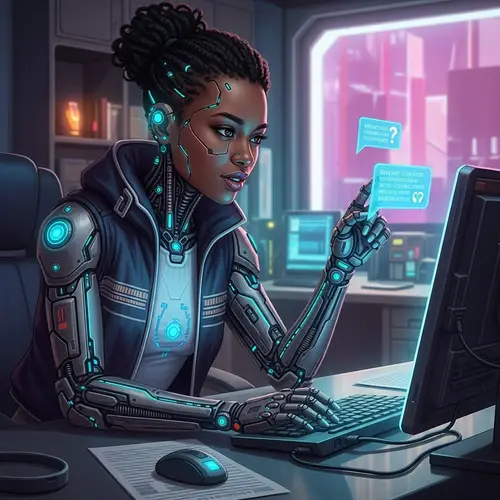 Futuristic African Cyborg AI Assistant Concept Art