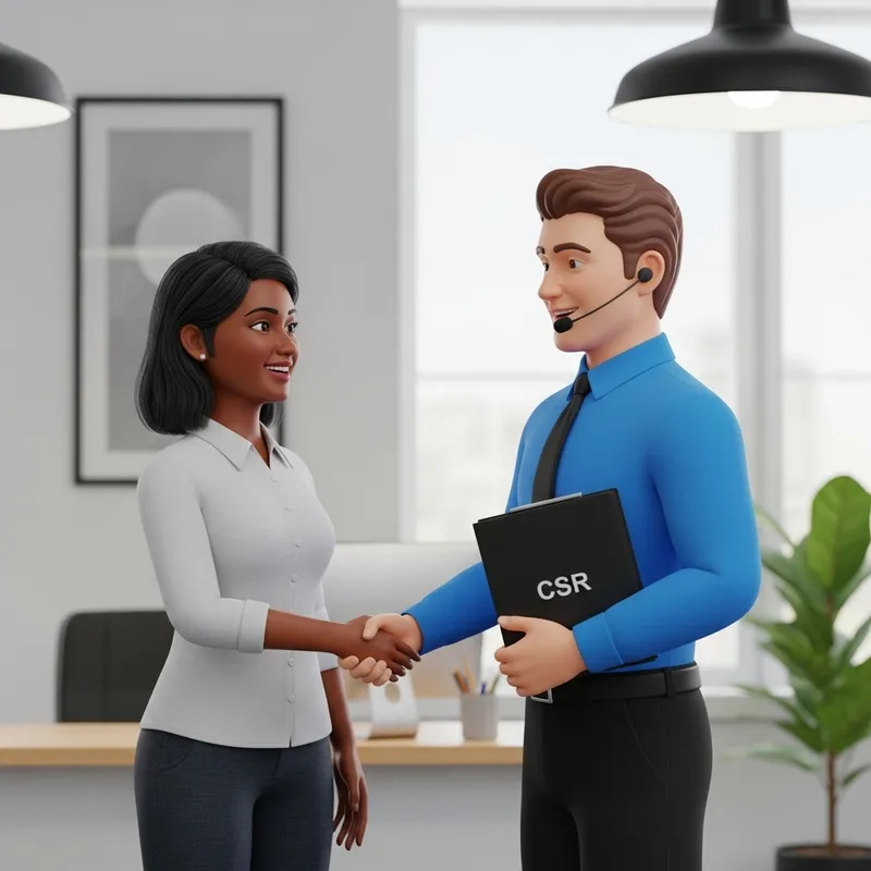 3D Customer and CSR Handshake Interaction 3D Customer and CSR Handshake Interaction