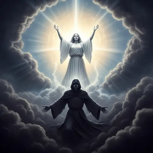 Benevolent Radiant Being Triumphs over Evil - Cosmic Allegory
