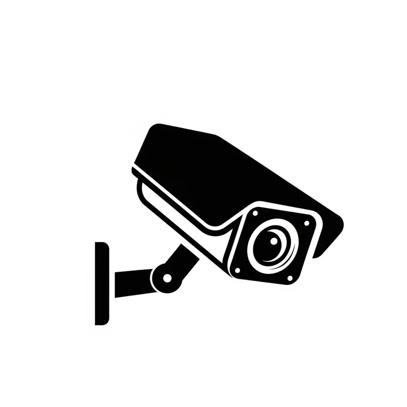 Security Camera Stamp Logo in Black & White