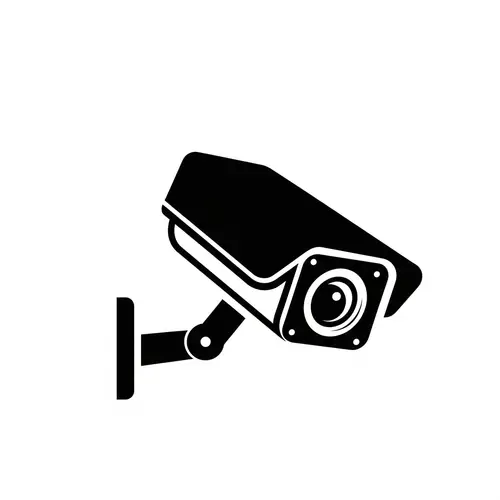 Security Camera Logo Stamp Design in Black & White
