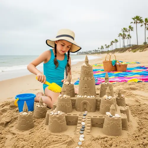 Young Girl Building Sandcastle at Beach | Mini Masterpiece Creation