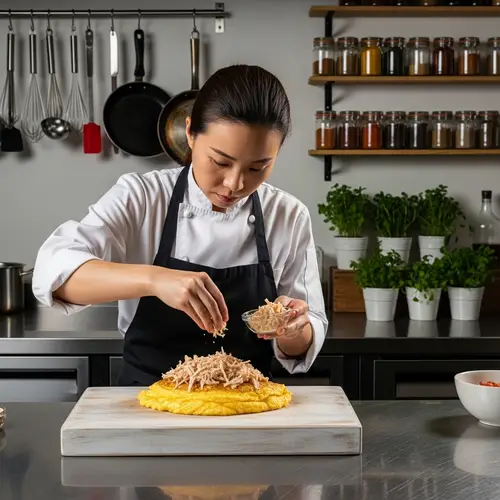Fluffy Omelet with Shredded Chicken Recipe