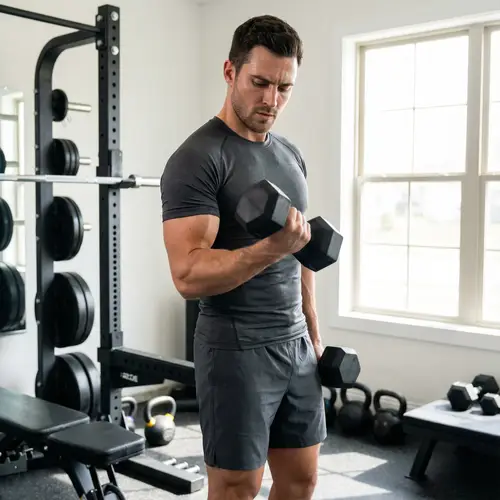 Dynamic Fitness Influencer in Home Gym Setup