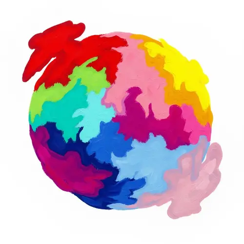 Alien Planet Oil Painting - Vibrant Color Palette on White Background