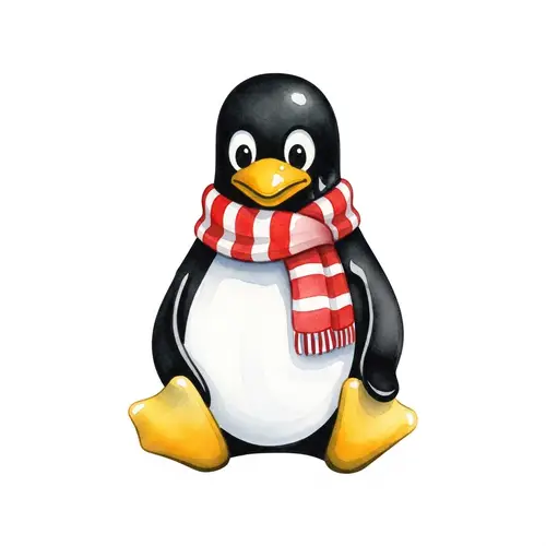 Cheerful Penguin Watercolor Art | Linux OS Symbol Interpretation