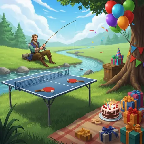 Bard's Birthday Bash: Fishing and Table Tennis Celebration