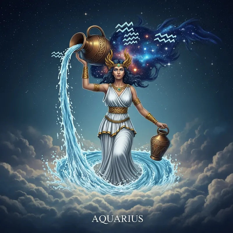Goddess Aquarius in Cosmic Realm - Divine Representation Goddess Aquarius in Cosmic Realm - Divine Representation