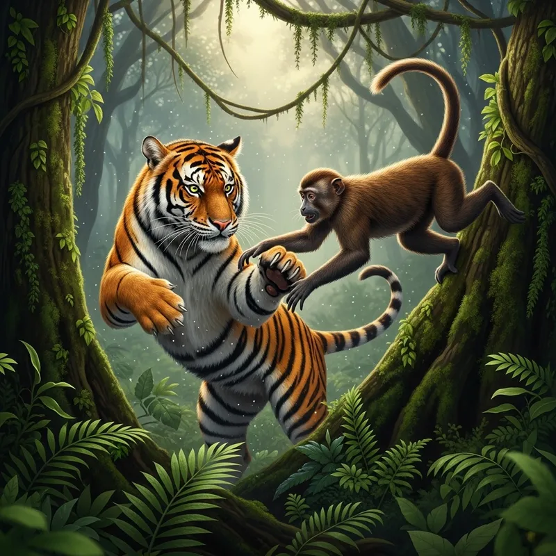 Tiger Hunting Monkey in Dense Jungle | Predator vs Prey