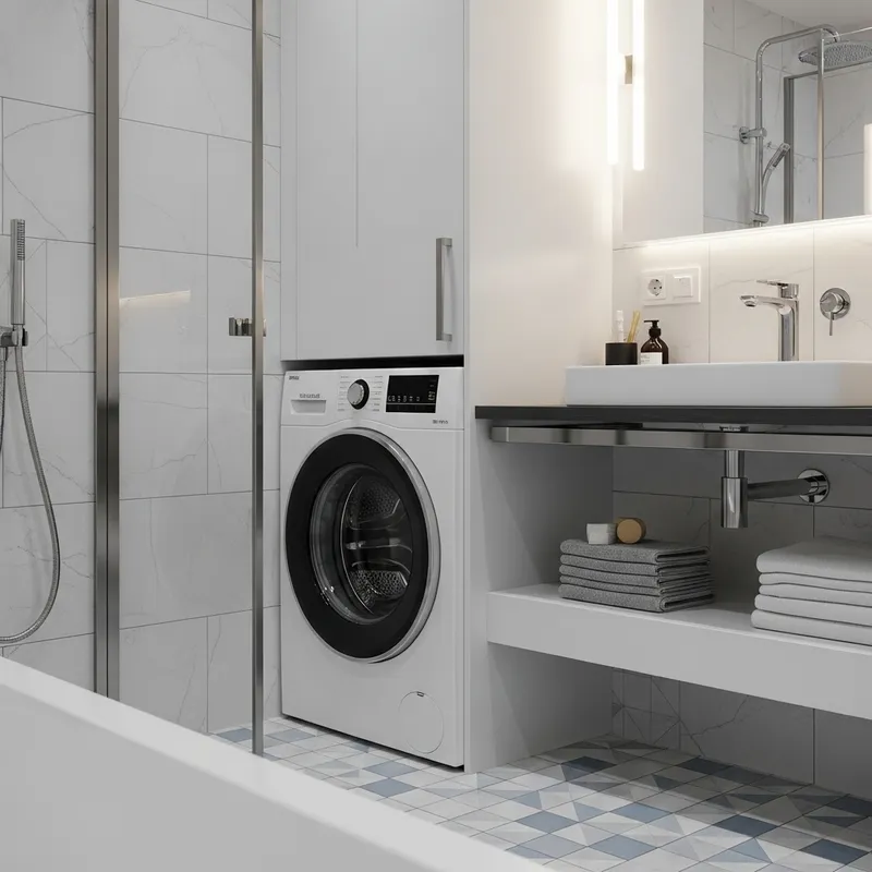 Creating a Super Trendy and Modern Bathroom with Washing Machine | Elegant Design