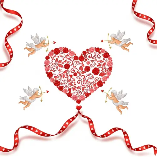 Romantic Valentine's Day Heart Ornament on White Background