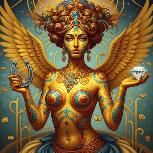 Mythical Goddess of Luck and Fortune - Vibrant Colors and Tilt-Shift Lens