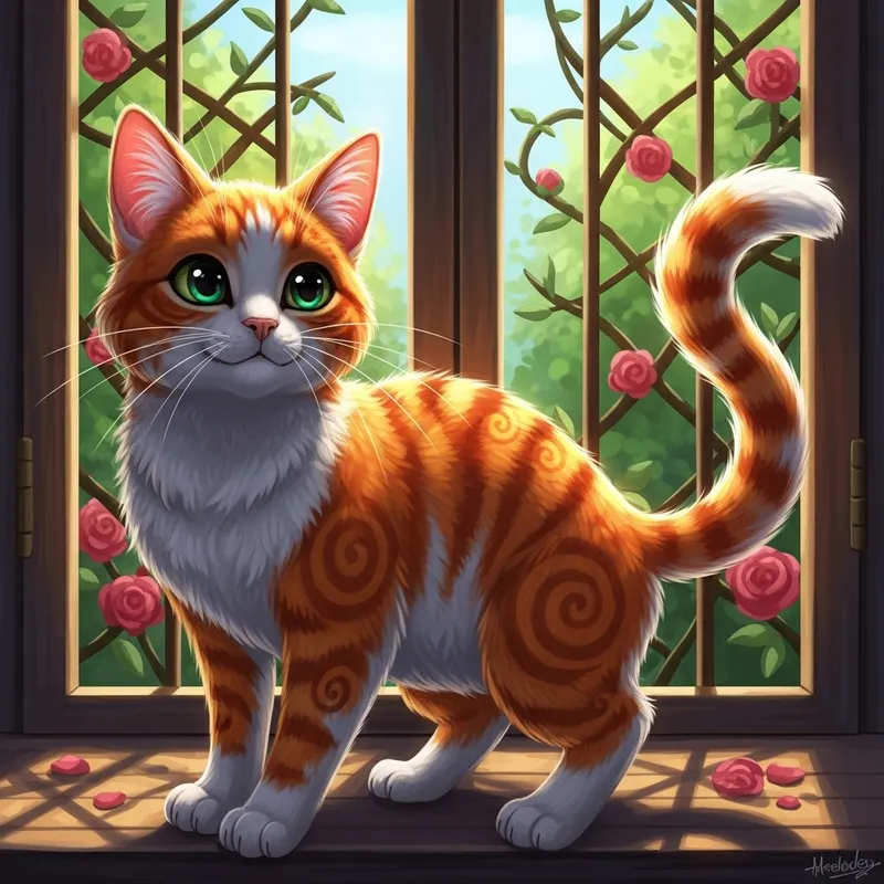 Enchanting Animated Cat in Vibrant Orange & White